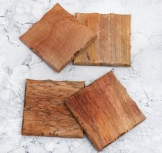 Antique Brown Finish Wooden Coasters - Pack of 4